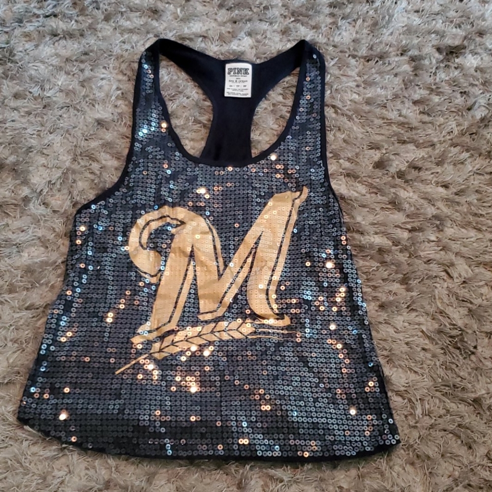 Pink Milwaukee brewers baseball tank top